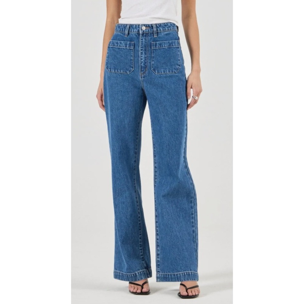Rolla's Sailor Jean Long Ashley Blue High Rise Wide Leg Denim Pants Size 33/15